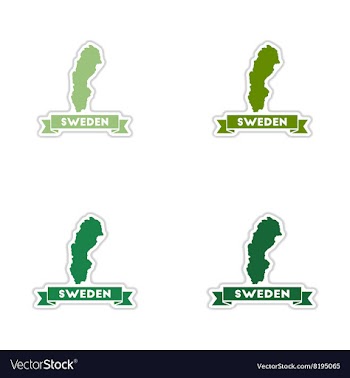 Set of paper stickers on white background Sweden vector image