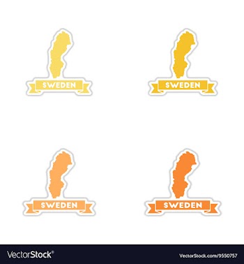 Set of paper stickers on white background Sweden vector image