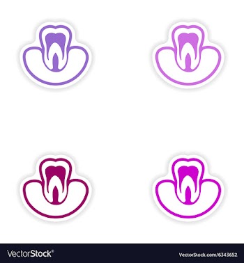 Set of paper stickers on white background tooth in vector image