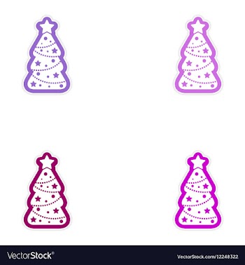 Set of paper stickers on white background tree vector image