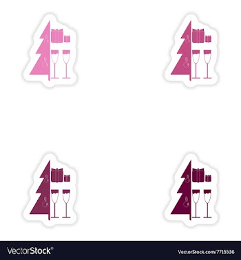 Set of paper stickers on white background Tree vector image