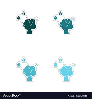 Set of paper stickers on white background tree vector image