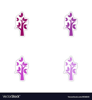 Set of paper stickers on white background tree vector image
