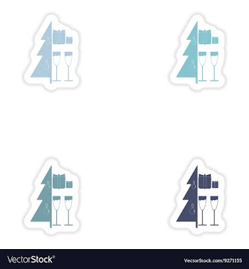 Set of paper stickers on white background Tree vector image