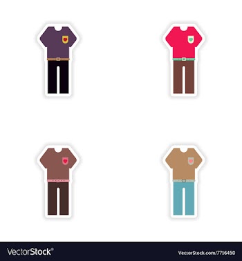 Set of paper stickers on white background trousers vector image
