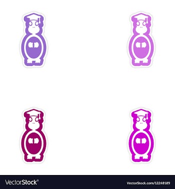 Set of paper stickers on white background turtle vector image