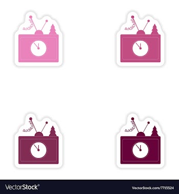 Set of paper stickers on white background TV vector image