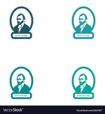 Set of paper stickers on white background Vincent vector image