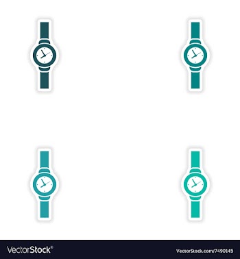 Set of paper stickers on white background watch vector image