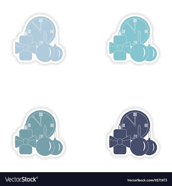 Set of paper stickers on white background watch vector image