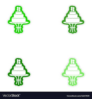 Set of paper stickers on white background wedding vector image