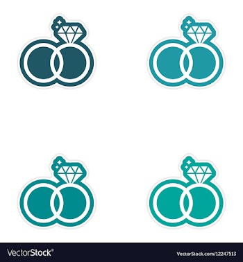 Set of paper stickers on white background wedding vector image
