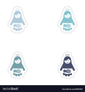 Set of paper stickers Virgin Mary newborn Jesus vector image
