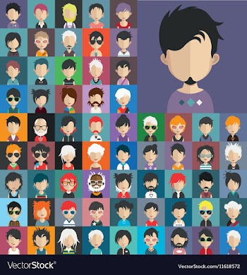  					Set of people icons in flat style with faces 20 a vector image														