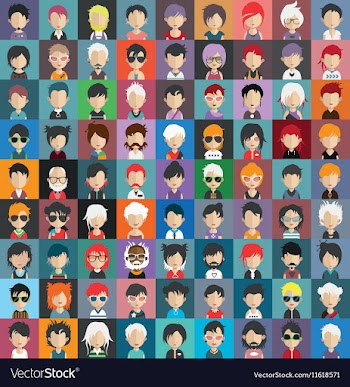  					Set of people icons in flat style with faces 20 b vector&nbsp;image														
