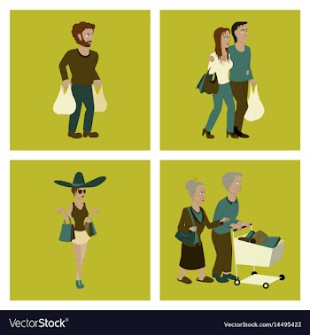 Set of people shopping vector image