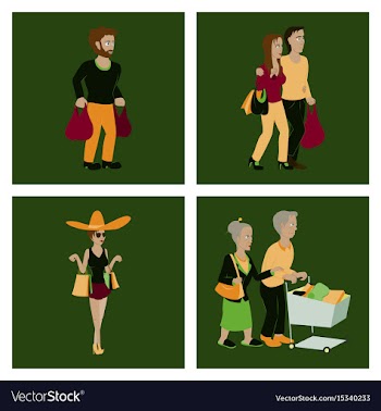 Set of people shopping vector image