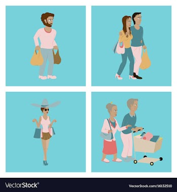 Set of people shopping vector image