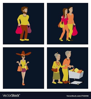 Set of people shopping vector image