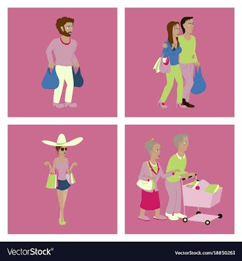 Set of people shopping vector image