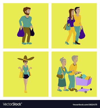 Set of people shopping vector image