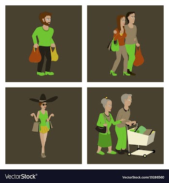 Set of people shopping vector image