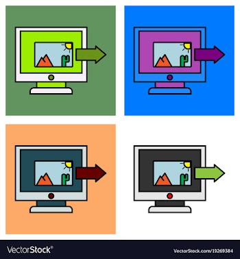 Set of photos icon on laptop screen multimedia vector image