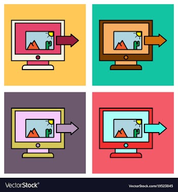 Set of photos icon on laptop screen multimedia vector image