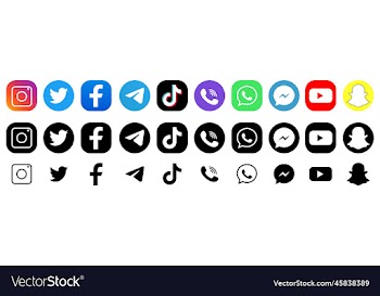 set of popular social media logo