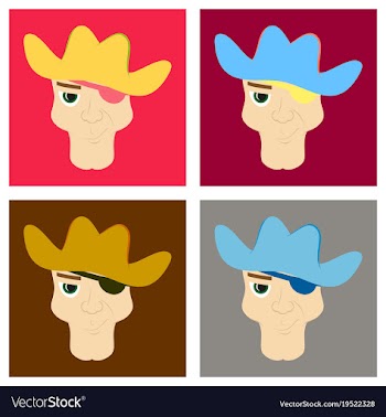 Set of portrait man in cowboy hat flat vector image