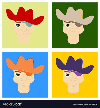 Set of portrait man in cowboy hat flat vector image