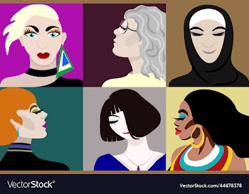 set of portraits of different women
