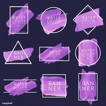 Set of purple watercolor banner design vector | Free stock vector - 512795