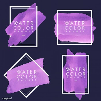 Set of purple watercolor banner design vector | Free stock vector - 512796