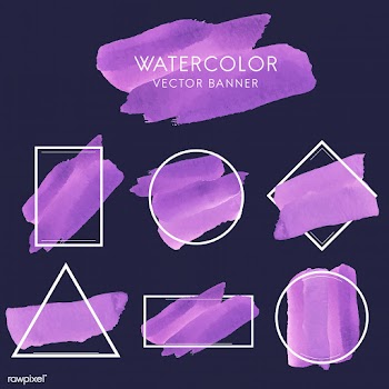 Set of purple watercolor banner design vector | Free stock vector - 512799