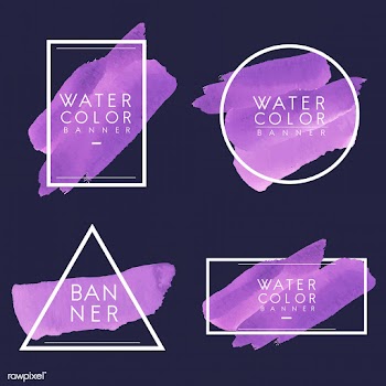 Set of purple watercolor banner design vector | Free stock vector - 512800