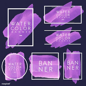 Set of purple watercolor banner design vector | Free stock vector - 512802