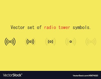 set of radio tower symbols antenna icon set black