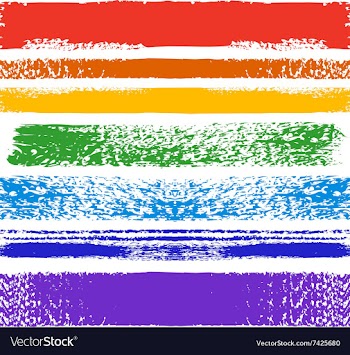 Set of rainbow grunge seamless brushes vector image