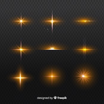 Set of realistic bursts of light effect Free Vector