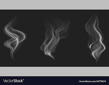 set of realistic transparent smoke or steam in