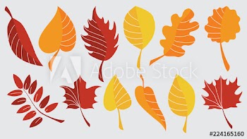 Set of red and yellow autumn leaves