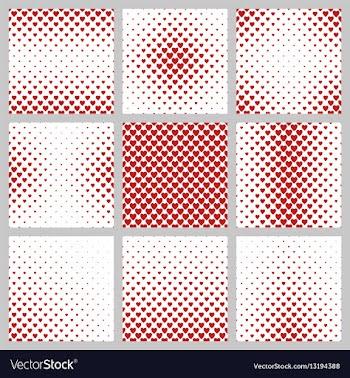 Set of red heart pattern designs vector image