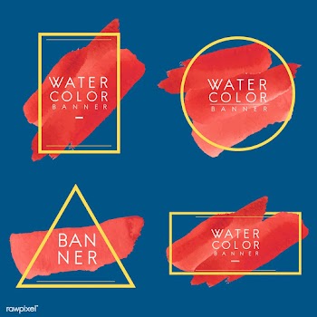 Set of red watercolor banner design vector | Free stock vector - 512826