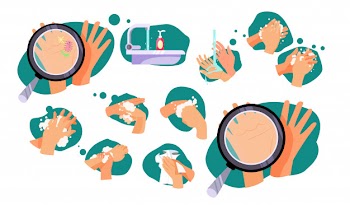 Set of rules how to wash hands Free Vector