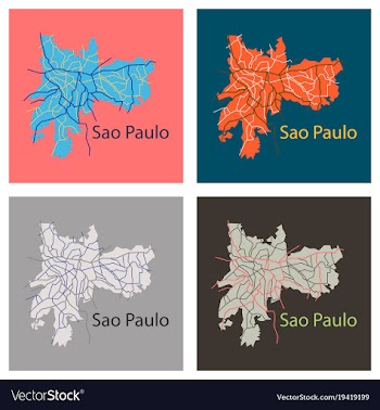 Set of sao paulo brazil flat map isolated on vector image