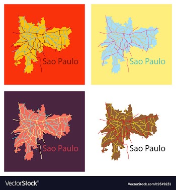 Set of sao paulo brazil flat map isolated on vector image