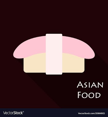 Set of sashimi salmon icon in flat style vector image