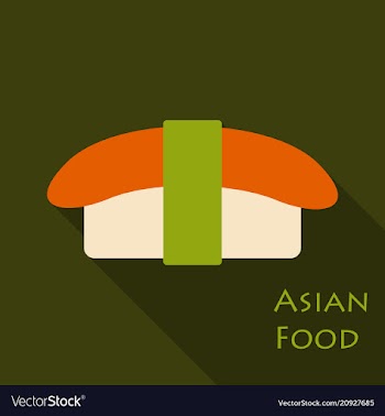 Set of sashimi salmon icon in flat style vector image