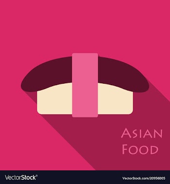 Set of sashimi salmon icon in flat style vector image